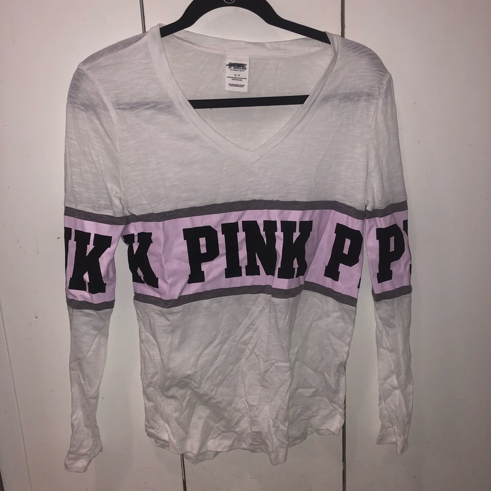 Thin PINK white and pink long sleeve SMALL